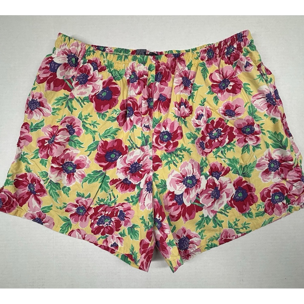 VTG Polo Ralph Lauren Mens XL Swim Trunks Floral Cotton Shorts Beach Romantic EC